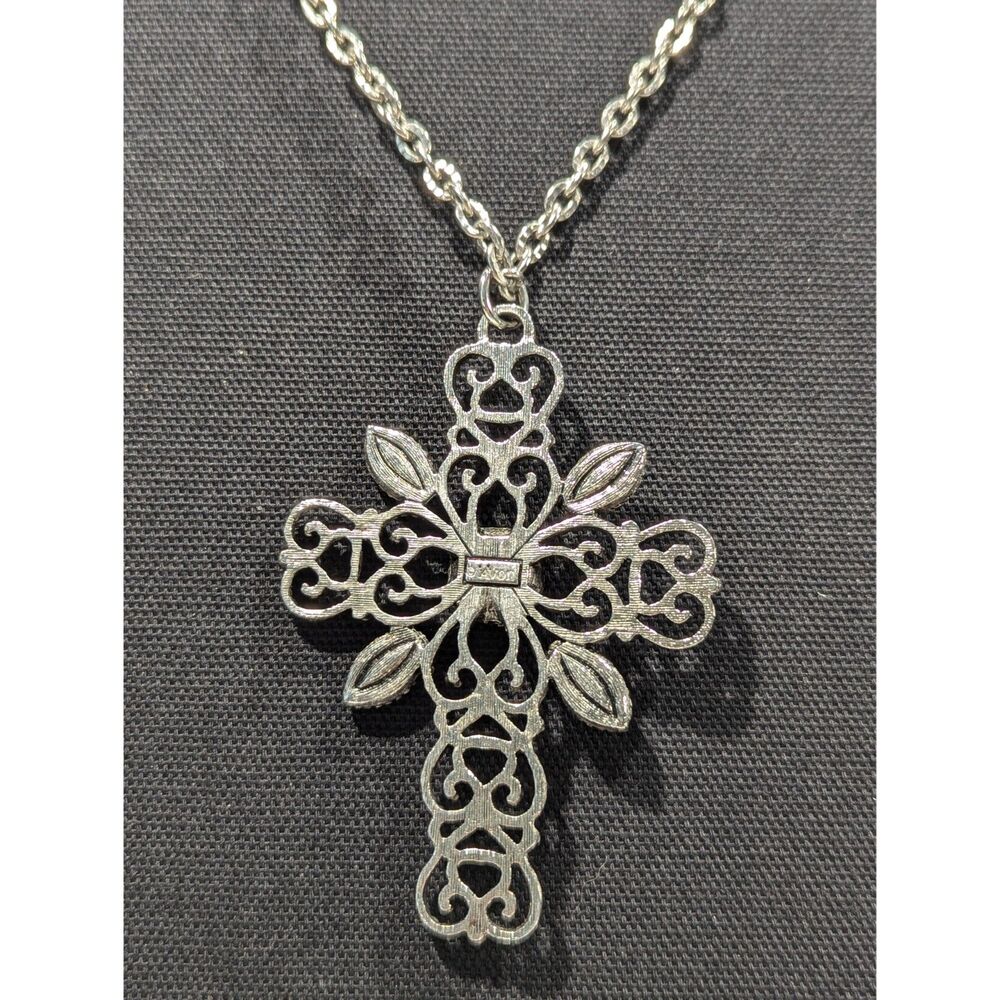 Silver Filigree Cross Stone Accents - Picture 2 of 8